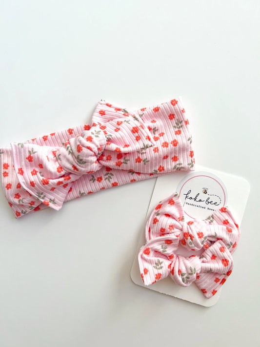 Ribbed Spring Florals Headwraps & Piggies