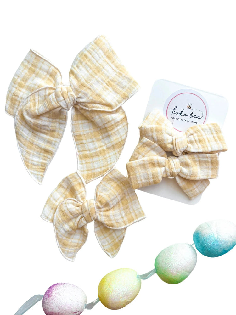 Yellow Gauze Plaid Bows
