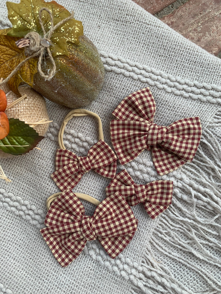 Cranberry Gingham Bows