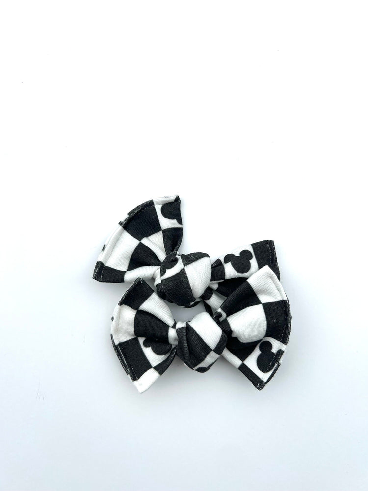 Black & White Checkered Mouse Bows