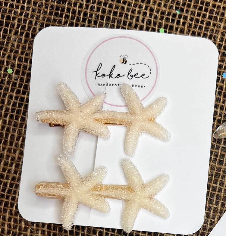 Frosted Starfish Clip Set