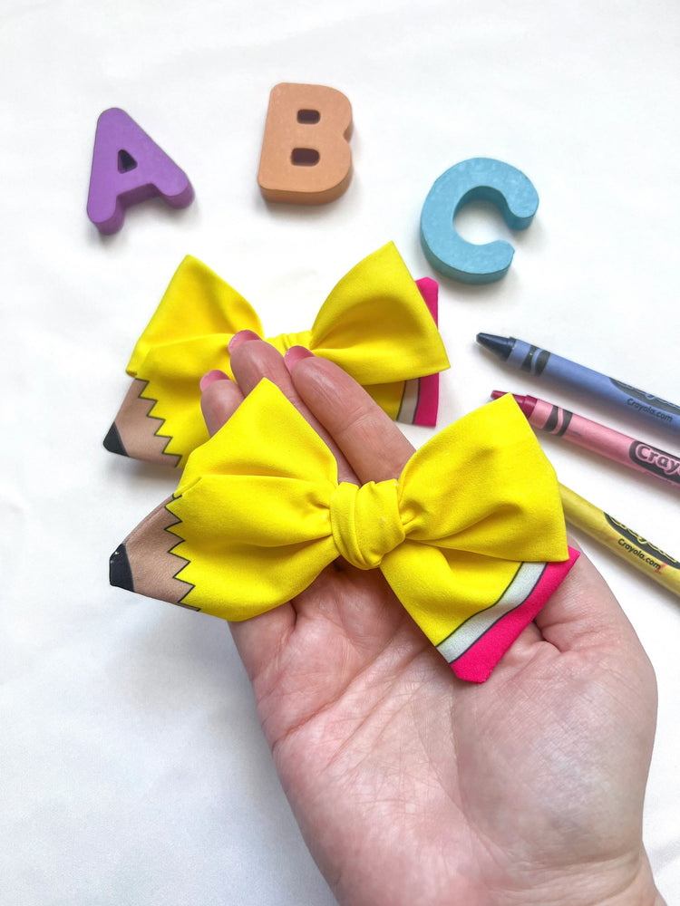 Small Yellow & White Pencil Bows