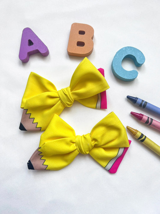 Small Yellow & White Pencil Bows