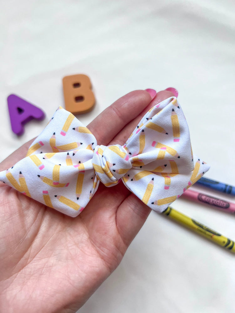 Small Yellow & White Pencil Bows