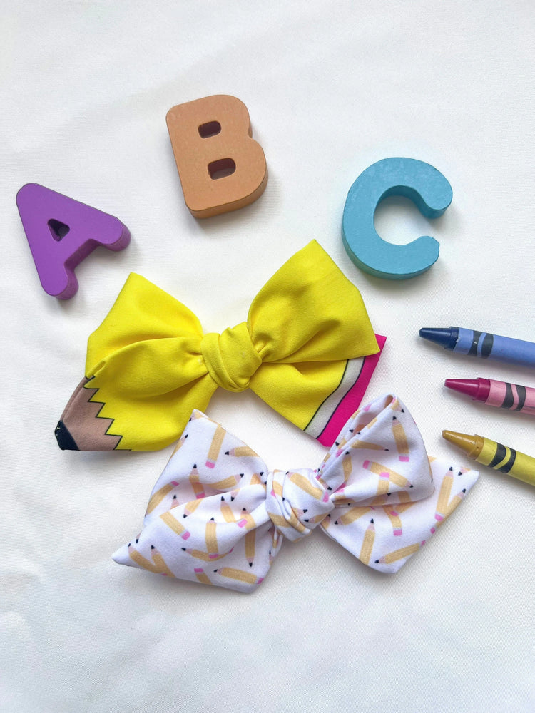Small Yellow & White Pencil Bows