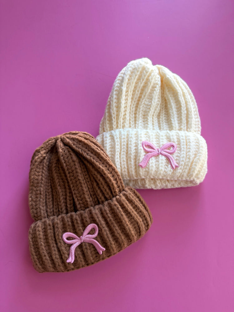 Girl’s Knitted Bow Beanie