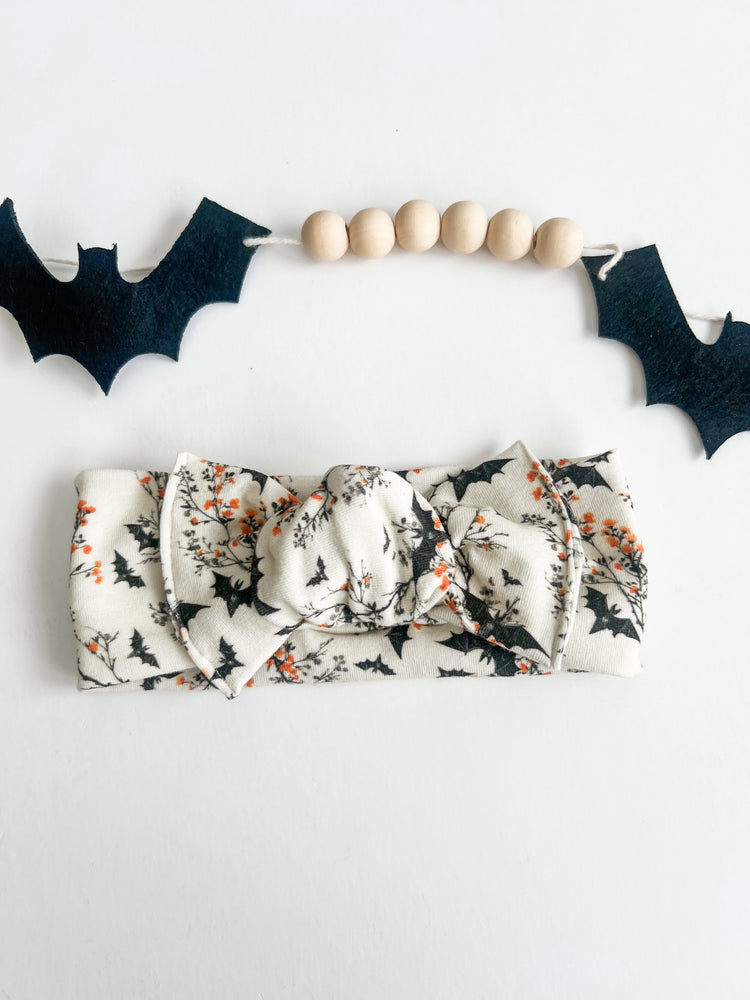 Halloween Orange Flowers & Bats Bows