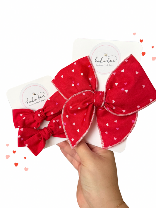 Red Scattered Mini Heart Bows