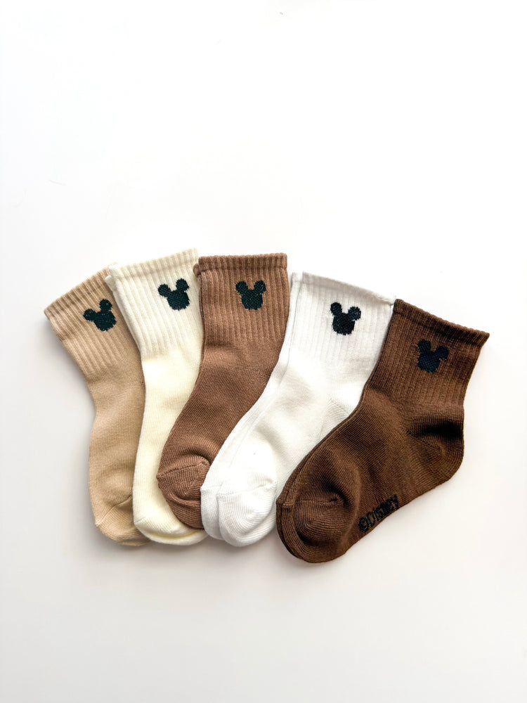 5 Pair Neutral Mouse Socks