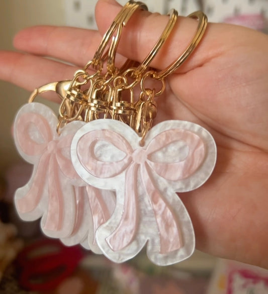 Small Pink Bow Keychain