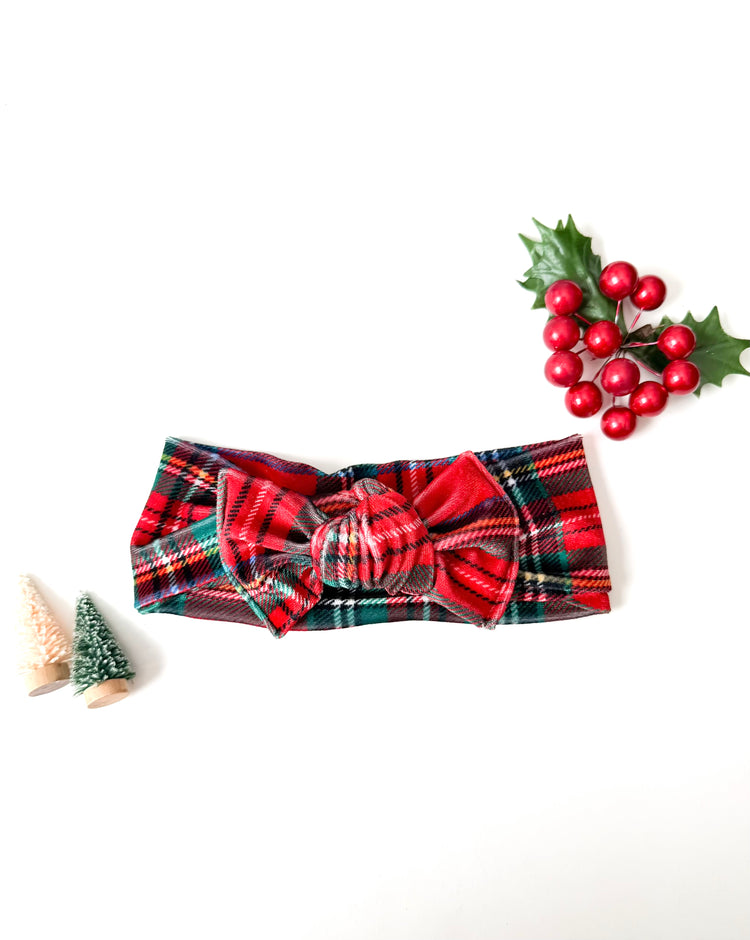 Velvet Red Christmas Plaid Bows
