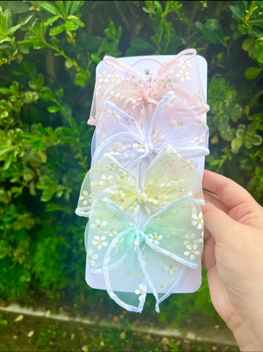 Spring Daisy Tulle Bows