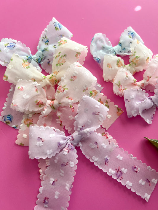 Spring Swiss Dot Lace Bows
