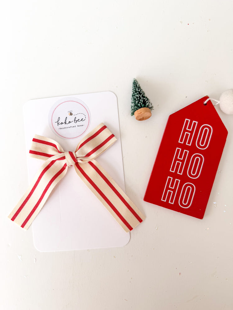 Cream Stripe Christmas Ribbon