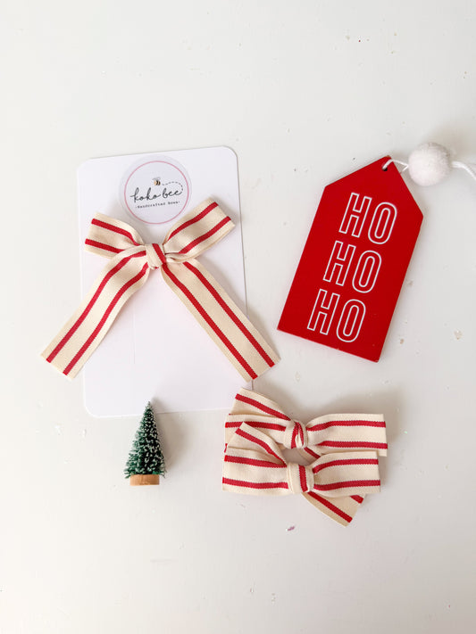 Cream Stripe Christmas Ribbon