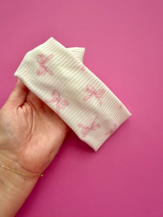 Ribbed Pink Bow Headwrap