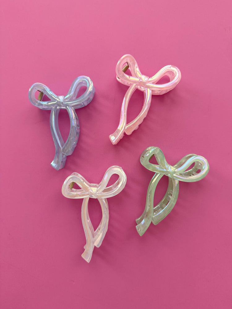 Spring Opal Bow Medium Claw Clips