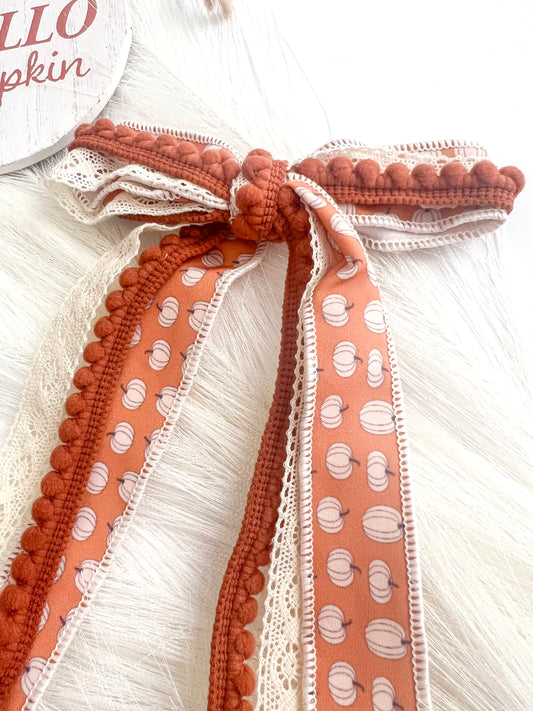 Pumpkin Fall Ribbon Bow