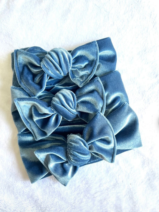 Slate Blue Velvet Headwrap & Piggies