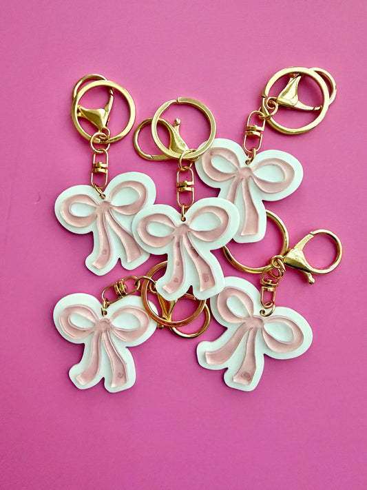 Small Pink Bow Keychain