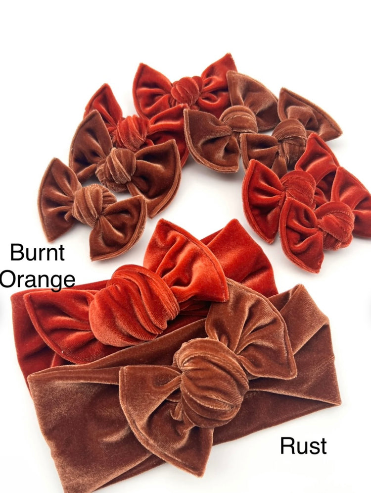 Burnt Orange & Rust Velvet Headwraps & Piggies