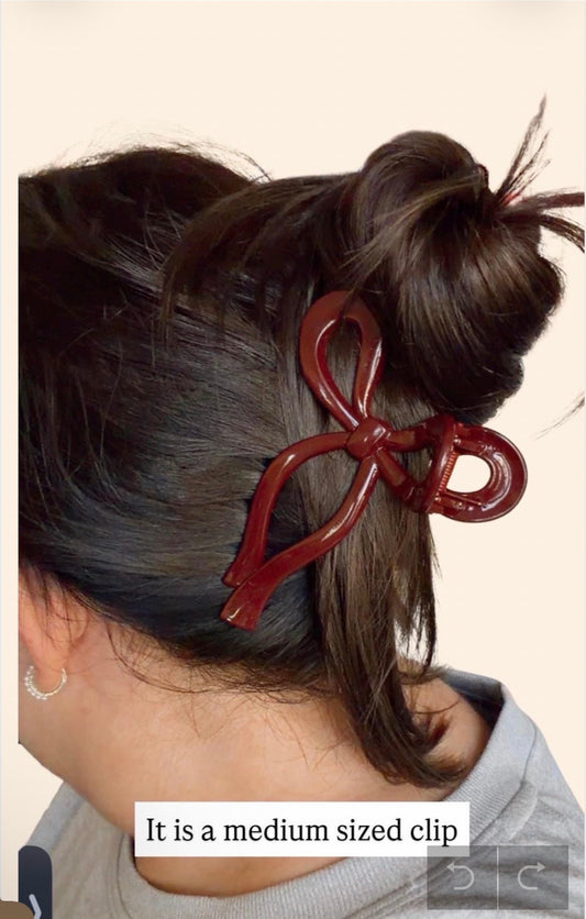 Cranberry Bow Claw Clip