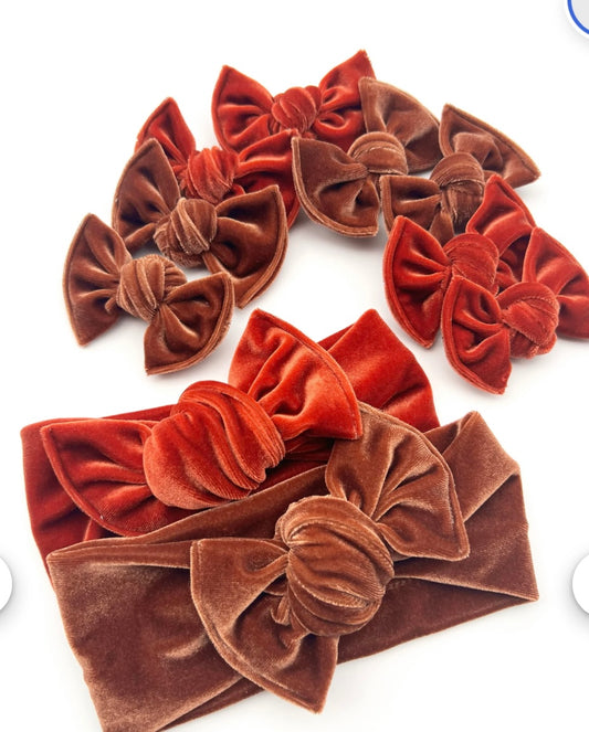 Burnt Orange & Rust Velvet Headwraps & Piggies