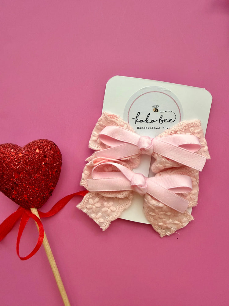 Pink Eyelet Ribbon Piggies