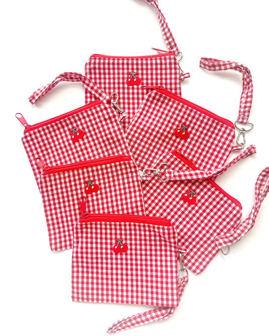 Mini Gingham Cherry Pouch