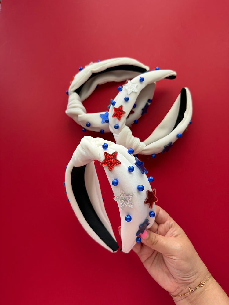 White USA Star Headband
