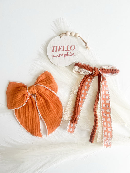 Pumpkin Fall Ribbon Bow