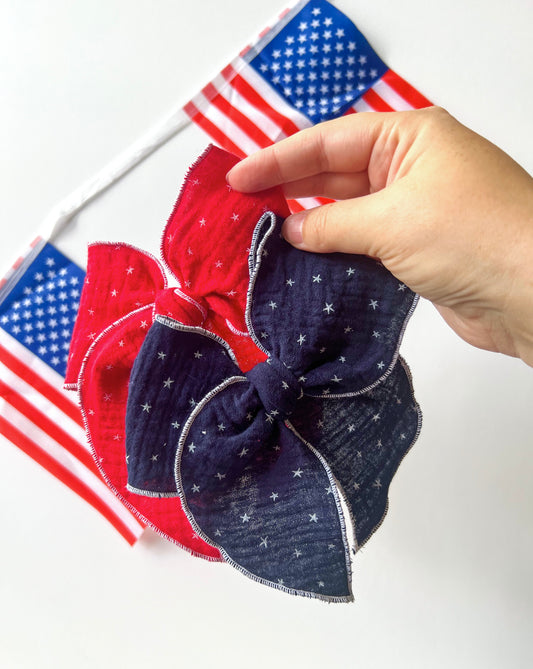 Red & Blue Gauze Stars Bows