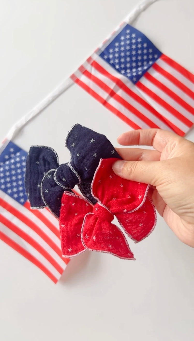 Red & Blue Gauze Stars Bows