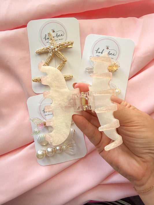 Shimmery Pink Beachy Claw Clip