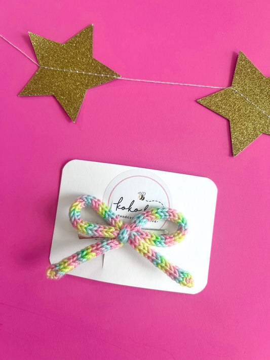 Knitted Striped Mini Bows