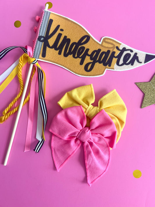 Hot Pink & Yellow Linen Bows