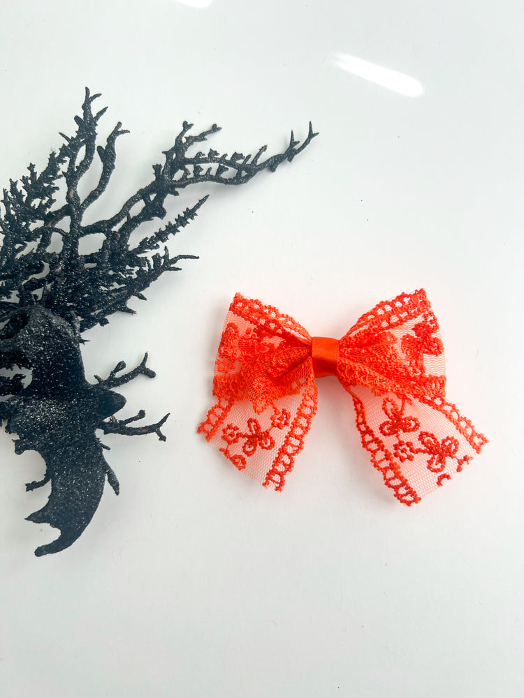 Black & Orange Mini Lace Bows