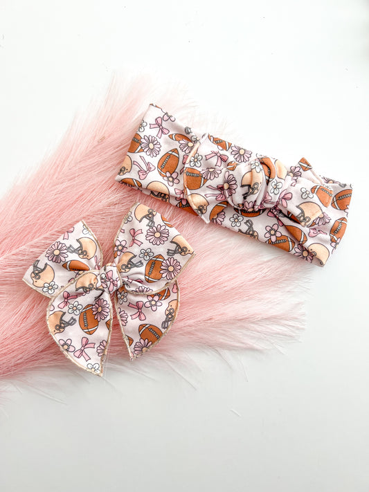 Pink Football Girlie Bows