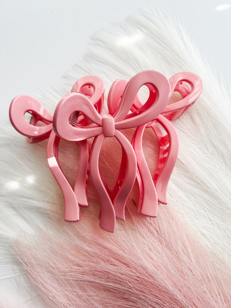 Bubblegum Pink Bow Claw Clip