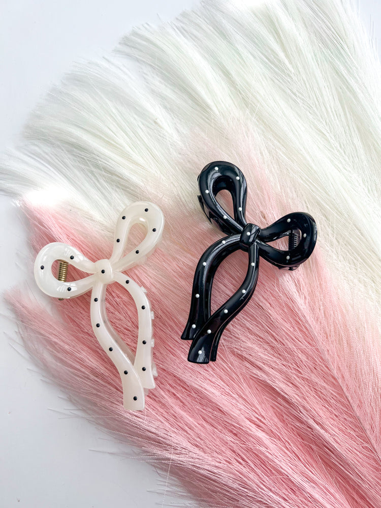 Polka Dot Bow Claw Clips