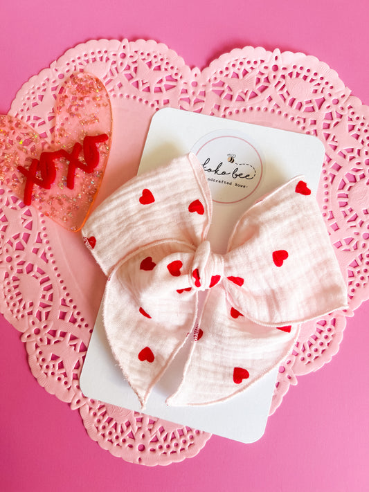 Pink Gauze Hearts Bows