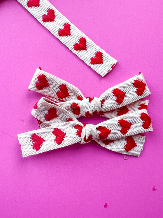 Vintage Hearts Ribbon Bows