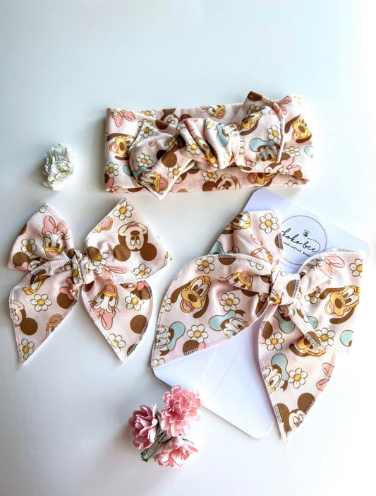 Pink Flower Mouse Friends Bows