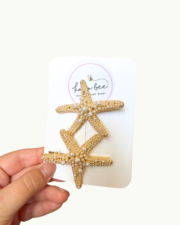 Gold Starfish Clip Set