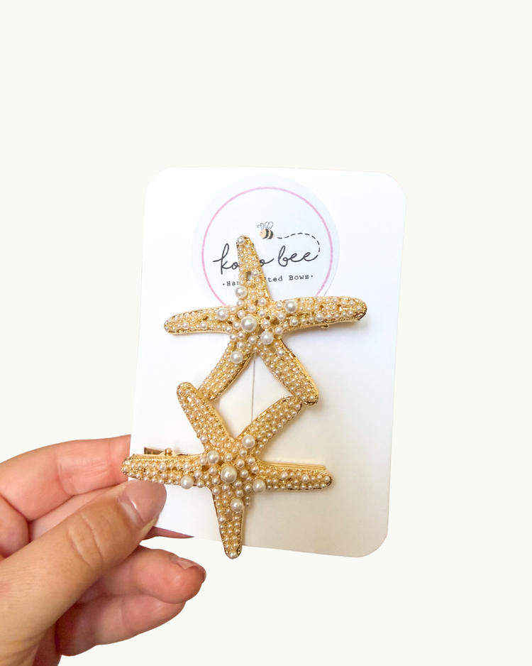 Gold Starfish Clip Set