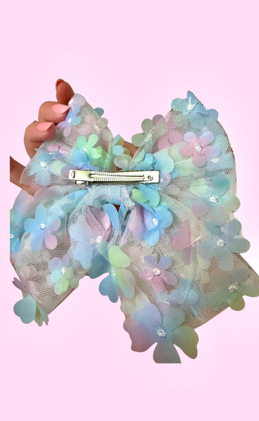 Cotton Candy Tulle Flower Bow