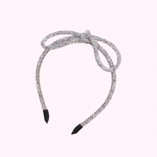 Silver Sparkly Bow Headband