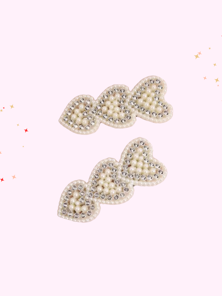 Pearl Heart Clip Set