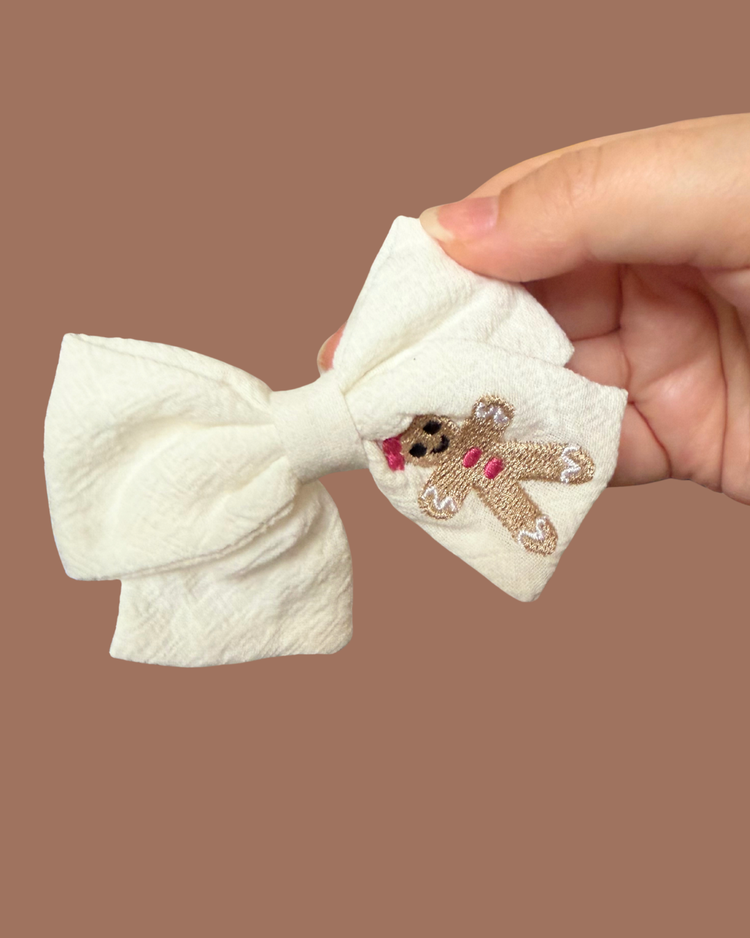 White Gingerbread Girlie Bow