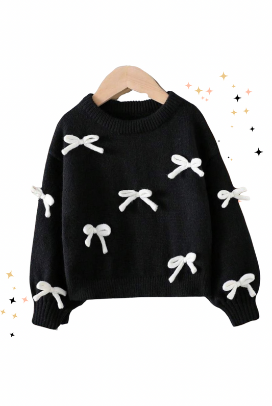 Girl's Black Bow Sweater